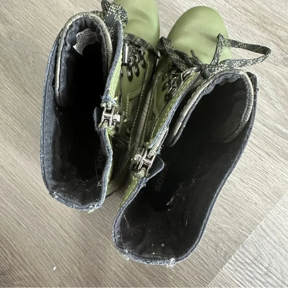 Sorel Kid's Unisex Emelie‎ Conquest Lace Up Combat Moto Boots Size 3